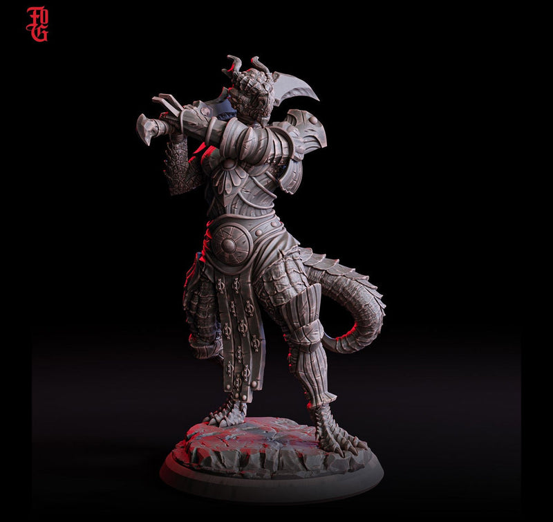 Dragonborn Paladin 2handed Sword model | 28mm, 32mm,54mm,75mm, 100mm Scale Resin Miniature | D&D 5e  | Pathfinder | Flesh of Gods - Only-Games