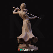 Female Fighter Swashbuckler Duelist PC / NPC Unpainted Mini | 28mm,32mm,54mm,75mm,100mm,140mm Scales | D&D 5s Pathfinder | NERIKSON - Only-Games