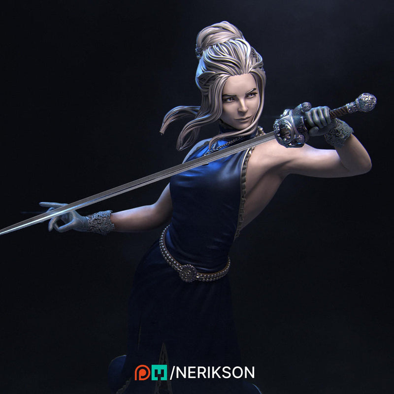Female Fighter Swashbuckler Duelist PC / NPC Unpainted Mini | 28mm,32mm,54mm,75mm,100mm,140mm Scales | D&D 5s Pathfinder | NERIKSON - Only-Games