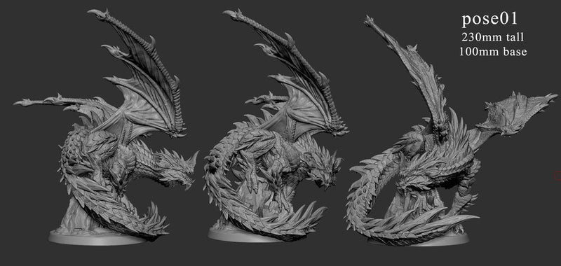 Legendary Chromatic Blue Dragon (4 sizes) D&D Unpainted Miniature | 230mm Height | Resin Figurine | Dungeons and Dragons 5e Pathfinder | - Only-Games