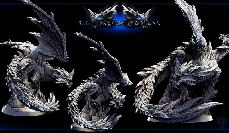 Legendary Chromatic Blue Dragon (4 sizes) D&D Unpainted Miniature | 230mm Height | Resin Figurine | Dungeons and Dragons 5e Pathfinder | - Only-Games
