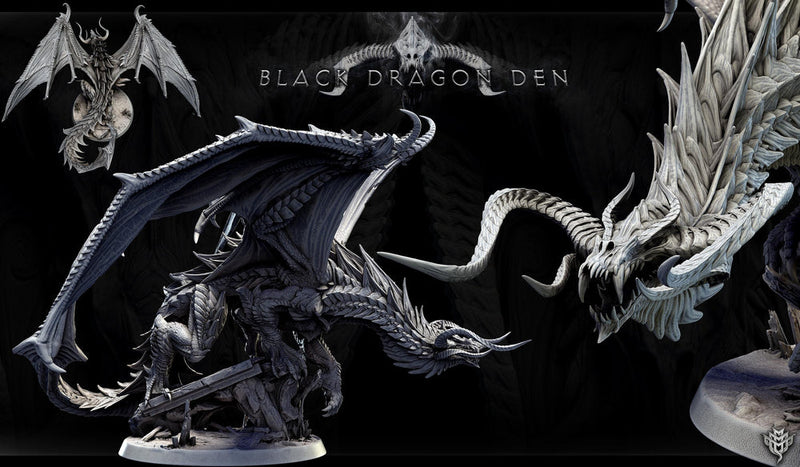 Legendary Chromatic Black Dragon (4 sizes) D&D Miniature | 310mm Wing Span,170mm Height | Resin Figurine |Dungeons and Dragons 5e Pathfinder - Only-Games