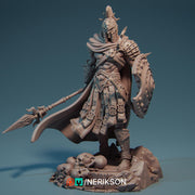 Human Fighter Polearm Master w/ Shield PC/ NPC Unpainted Figure | 28mm,32mm,54mm,75mm,100mm Scales | Dungeons & Dragons Pathfinder |NERIKSON - Only-Games