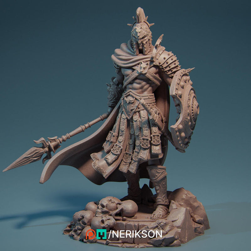 Human Fighter Polearm Master w/ Shield PC/ NPC Unpainted Figure | 28mm,32mm,54mm,75mm,100mm Scales | Dungeons & Dragons Pathfinder |NERIKSON - Only-Games