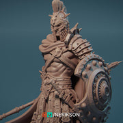 Human Fighter Polearm Master w/ Shield PC/ NPC Unpainted Figure | 28mm,32mm,54mm,75mm,100mm Scales | Dungeons & Dragons Pathfinder |NERIKSON - Only-Games