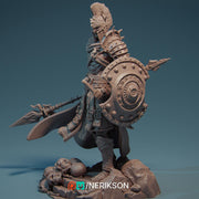 Human Fighter Polearm Master w/ Shield PC/ NPC Unpainted Figure | 28mm,32mm,54mm,75mm,100mm Scales | Dungeons & Dragons Pathfinder |NERIKSON - Only-Games