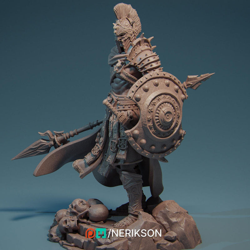 Human Fighter Polearm Master w/ Shield PC/ NPC Unpainted Figure | 28mm,32mm,54mm,75mm,100mm Scales | Dungeons & Dragons Pathfinder |NERIKSON - Only-Games