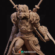 Human Female Steampunk Samurai also w/ Mask PC/ NPC DnD, Unpainted | 28mm,32mm,54mm,75mm,100mm,140mm |Dungeons & Dragons Pathfinder|NERIKSON - Only-Games