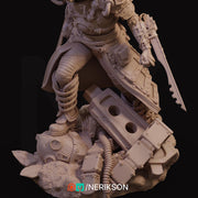 Human Female Steampunk Samurai also w/ Mask PC/ NPC DnD, Unpainted | 28mm,32mm,54mm,75mm,100mm,140mm |Dungeons & Dragons Pathfinder|NERIKSON - Only-Games
