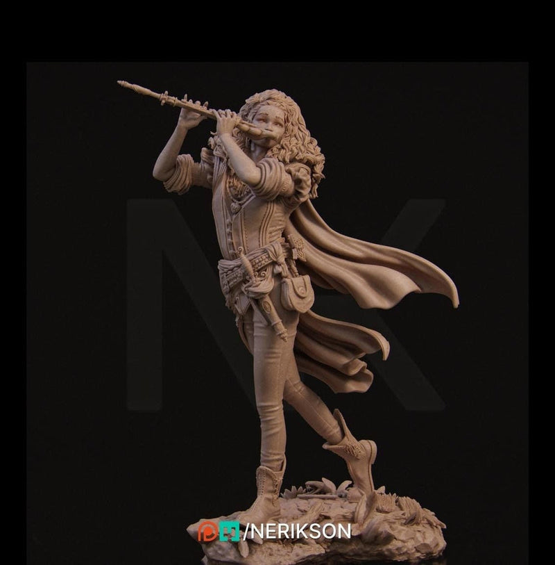 Female Human Bard PC / NPC Unpainted Miniature | 28mm, 32mm,54mm,75mm, 100mm Scales | Dungeons and Dragons Pathfinder | NERIKSON - Only-Games