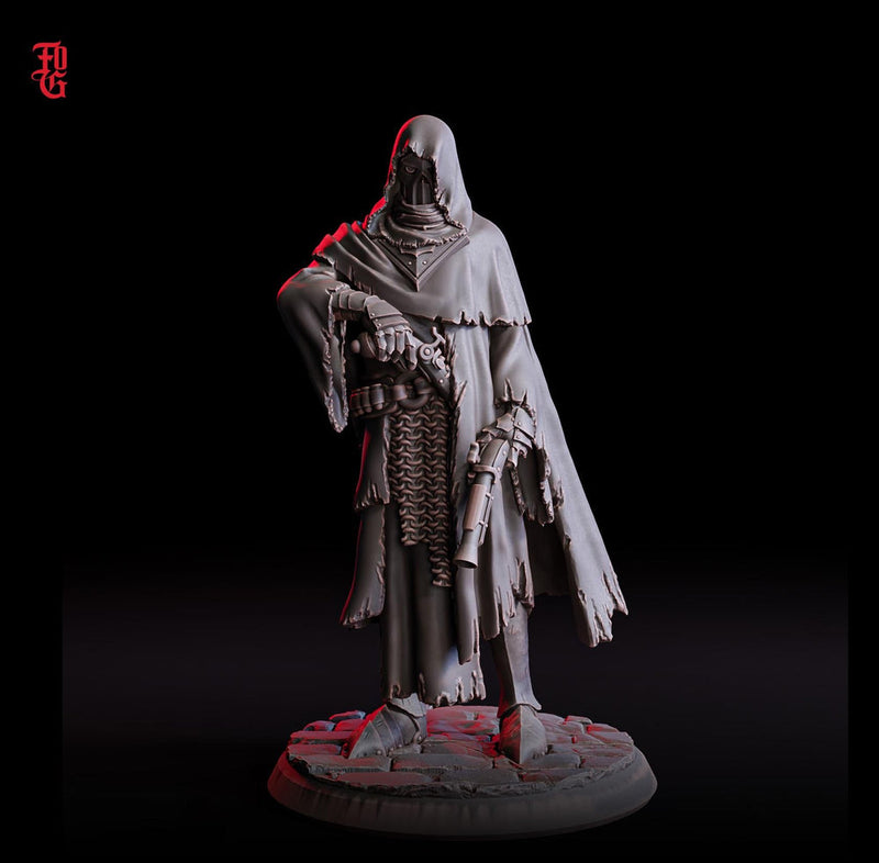 Human Dark Gunslinger Fighter PC NPC | 28mm, 32mm,54mm,75mm,100mm Scales | Player Character D&D 5e Pathfinder Figurine | Flesh of Gods - Only-Games