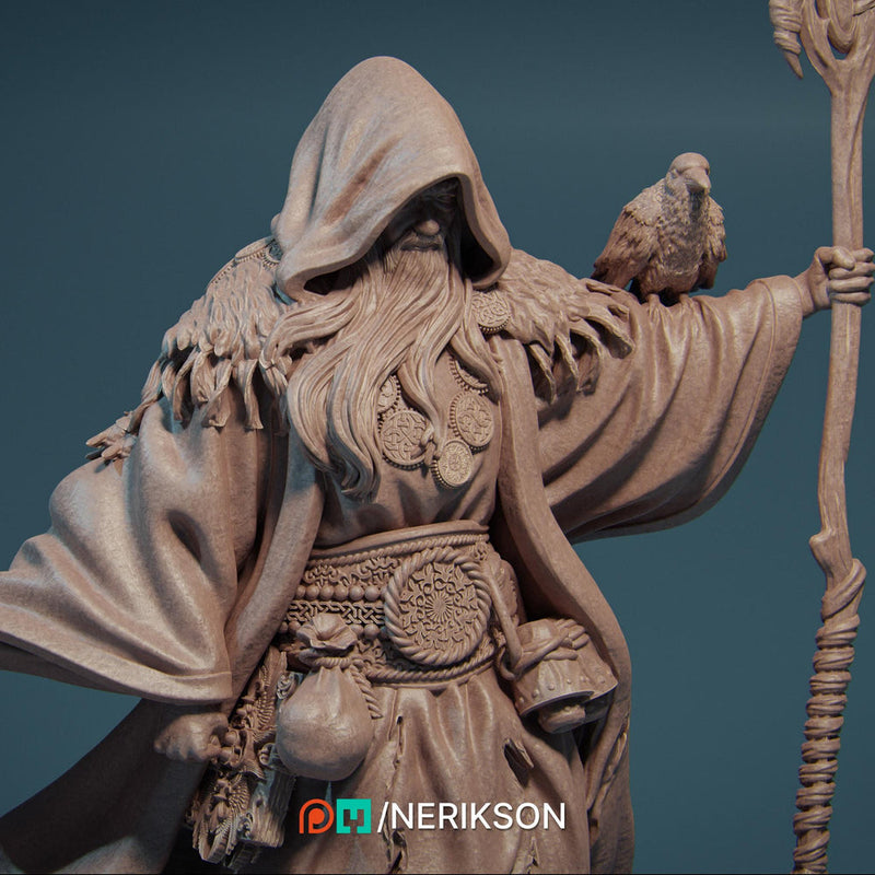Human Wizard, Druid PC/ NPC Unpainted Figure | 28mm,32mm,54mm,75mm,100mm Scales | Dungeons & Dragons Pathfinder |NERIKSON - Only-Games