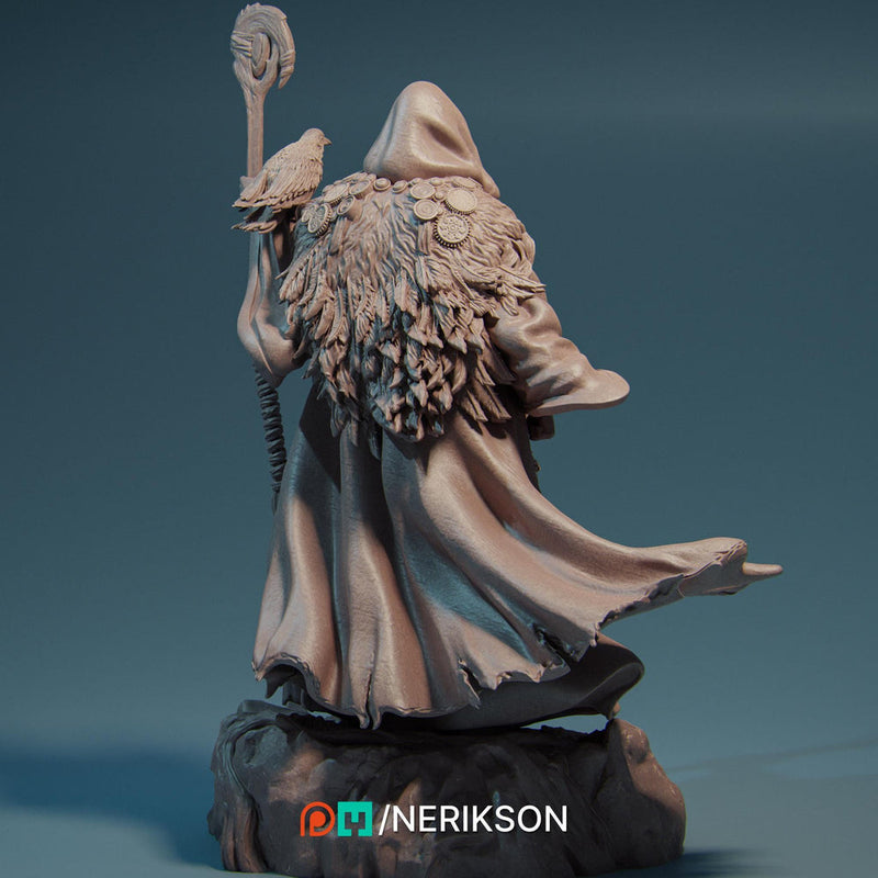 Human Wizard, Druid PC/ NPC Unpainted Figure | 28mm,32mm,54mm,75mm,100mm Scales | Dungeons & Dragons Pathfinder |NERIKSON - Only-Games