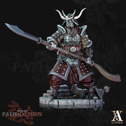 Samurai Demon, Undead Fighter, Senshi Unpainted Miniature D&D 5e  | 28mm,32mm,54mm,75mm,100mm Scales | Dungeons and Dragons | Pathfinder | - Only-Games