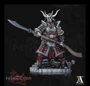 Samurai Demon, Undead Fighter, Senshi Unpainted Miniature D&D 5e  | 28mm,32mm,54mm,75mm,100mm Scales | Dungeons and Dragons | Pathfinder | - Only-Games