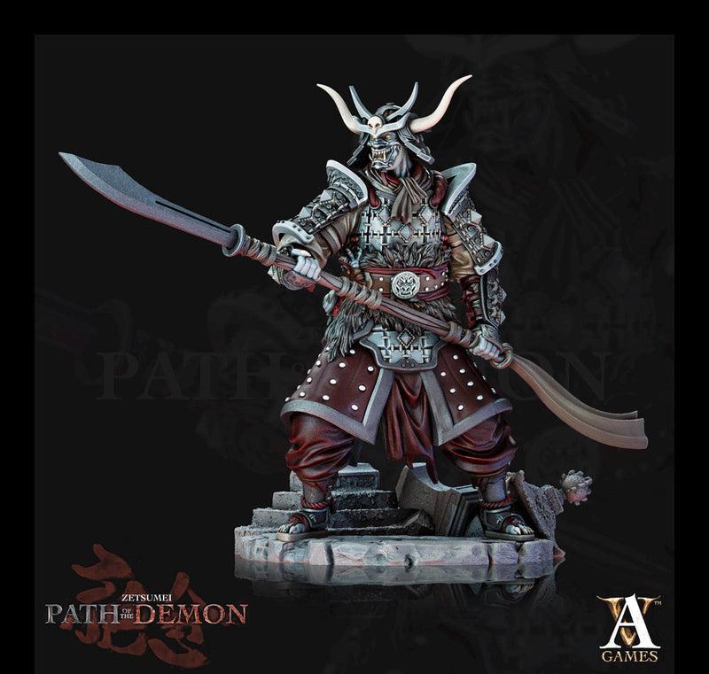 Samurai Demon, Undead Fighter, Senshi Unpainted Miniature D&D 5e  | 28mm,32mm,54mm,75mm,100mm Scales | Dungeons and Dragons | Pathfinder | - Only-Games