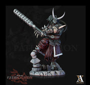 Samurai Demon, Undead Fighter, Senshi Unpainted Miniature D&D 5e  | 28mm,32mm,54mm,75mm,100mm Scales | Dungeons and Dragons | Pathfinder | - Only-Games