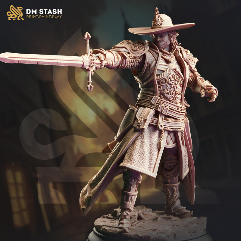 Human Fighter, Witch Hunter, Inquisitor, Cleric | Unpainted Miniature | 28mm, 32mm, 54mm,75mm, 100mm Scales | Pathfinder Figure | DnD | - Only-Games