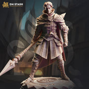 Human Fighter, Ranger Polearm Master | Unpainted Miniature | 28mm, 32mm, 54mm,75mm, 100mm Scales | Pathfinder Figure | DnD | - Only-Games