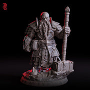 Dwarf Paladin, Fighter PC NPC | 28mm,32mm,54mm,75mm,100mm Scale Resin Miniature | Dungeons and Dragons D&D 5e Pathfinder | Flesh of Gods - Only-Games