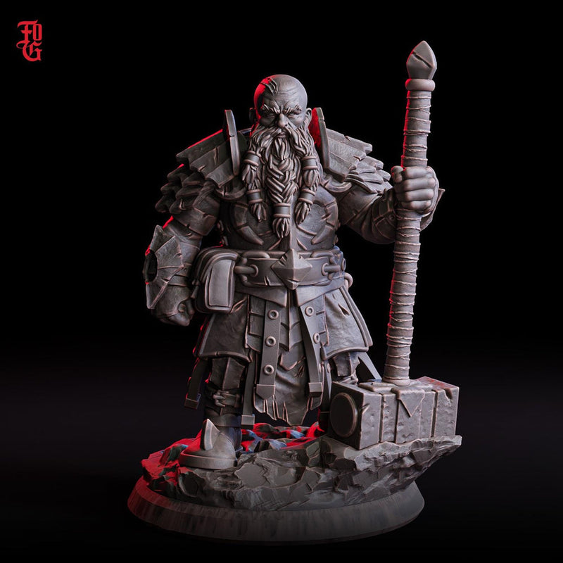 Dwarf Paladin, Fighter PC NPC | 28mm,32mm,54mm,75mm,100mm Scale Resin Miniature | Dungeons and Dragons D&D 5e Pathfinder | Flesh of Gods - Only-Games