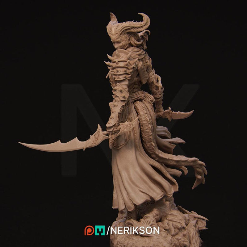 Female Tiefling Rogue Assassin Fighter PC/ NPC Unpainted Figure | 28mm,32mm,54mm,75mm,100mm Scales | Dungeons & Dragons Pathfinder |NERIKSON - Only-Games