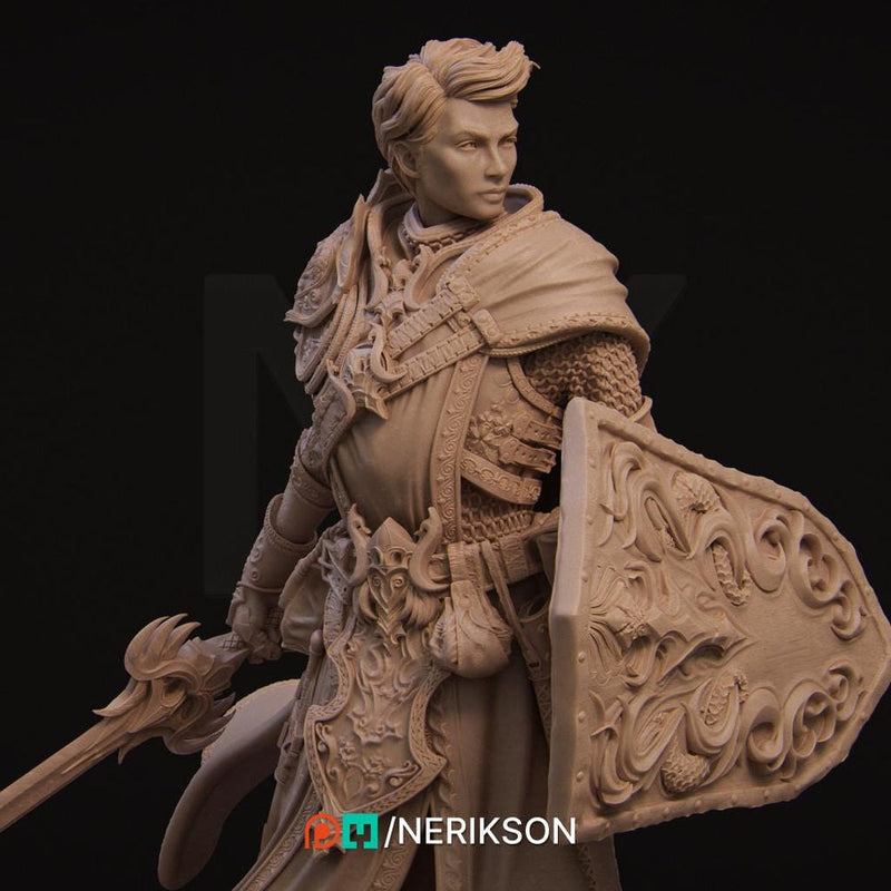 Human Paladin. Cleric, Fighter PC/ NPC Unpainted Figure | 28mm,32mm,54mm,75mm,100mm Scales | Dungeons & Dragons Pathfinder |NERIKSON - Only-Games