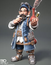 Gnome Alchemist Artificer PC/ NPC  | UNPAINTED Miniature | 28mm, 32mm, 54mm, 75mm Scales | Pathfinder  | DnD | Figurine unpainted | 3DArtGuy - Only-Games