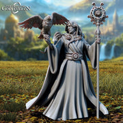 Wizard with Eagle Familiar PC / NPC | Unpainted Miniature | 28mm, 32mm,54mm,75mm, 100mm Scales | Pathfinder Figure | DnD | RPG Figurine  | - Only-Games