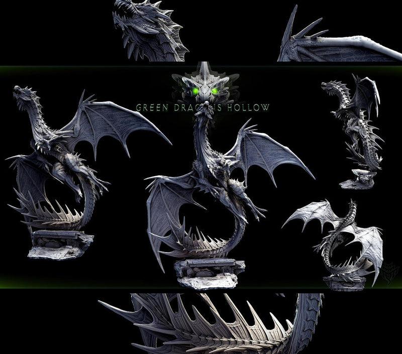 Legendary Chromatic Green Dragon (4 sizes) D&D Unpainted Miniature | 230mm Height | Resin Figurine |Dungeons and Dragons 5e Pathfinder - Only-Games