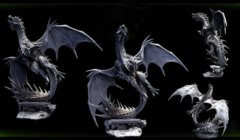 Legendary Chromatic Green Dragon (4 sizes) D&D Unpainted Miniature | 230mm Height | Resin Figurine |Dungeons and Dragons 5e Pathfinder - Only-Games