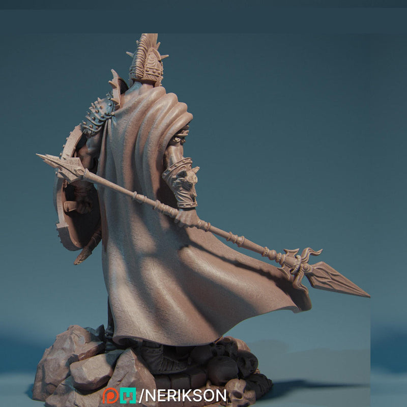 Human Fighter Polearm Master w/ Shield PC/ NPC Unpainted Figure | 28mm,32mm,54mm,75mm,100mm Scales | Dungeons & Dragons Pathfinder |NERIKSON - Only-Games