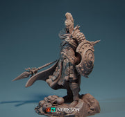 Human Fighter Polearm Master w/ Shield PC/ NPC Unpainted Figure | 28mm,32mm,54mm,75mm,100mm Scales | Dungeons & Dragons Pathfinder |NERIKSON - Only-Games