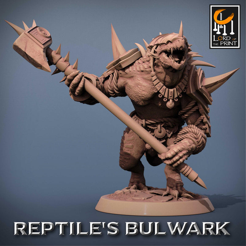 Lizardfolk Lizardman Warrior | 28mm, 32mm,54mm, 75mm, 100mm | Dungeons and Dragons | Unpainted Figure | Rescale Miniatures - Only-Games