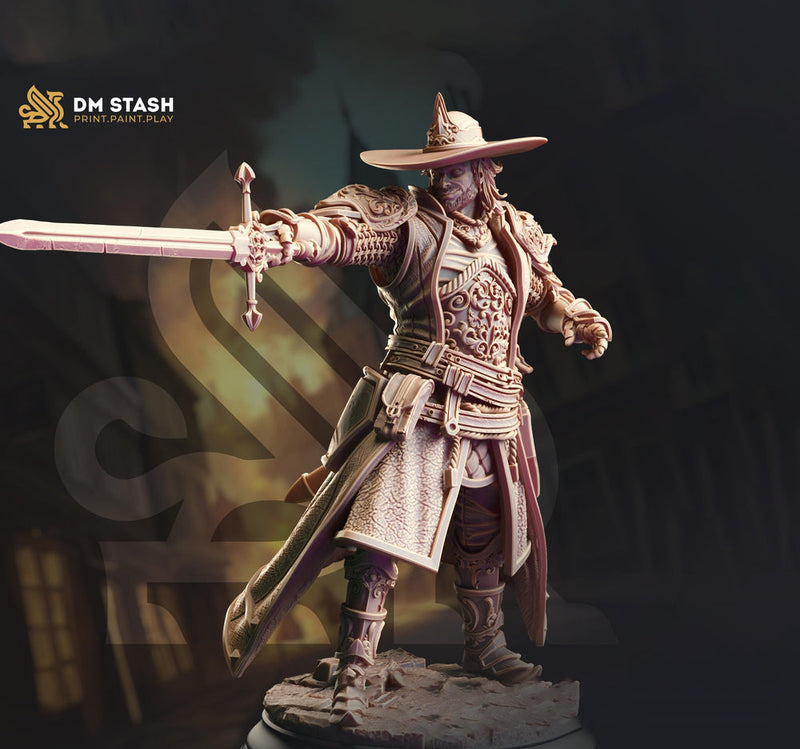 Human Fighter, Witch Hunter, Inquisitor, Cleric | Unpainted Miniature | 28mm, 32mm, 54mm,75mm, 100mm Scales | Pathfinder Figure | DnD | - Only-Games