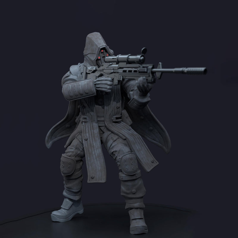 Space Trooper Sniper Sci-Fi UNPAINTED miniature | 28mm,32mm, 50mm, 75mm,100mm Scales | Sci-Fi Video Games miniatures | Fan Art | 3Dartguy| - Only-Games