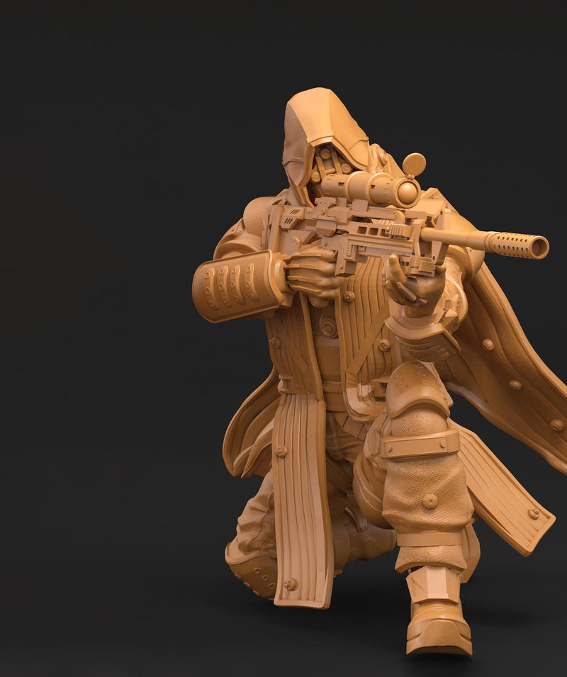 Space Trooper Sniper Sci-Fi UNPAINTED miniature | 28mm,32mm, 50mm, 75mm,100mm Scales | Sci-Fi Video Games miniatures | Fan Art | 3Dartguy| - Only-Games