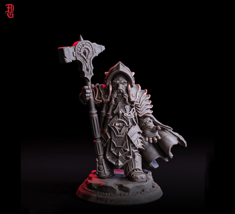 Dwarf Cleric, Paladin, Fighter PC NPC | 28mm,32mm,54mm,75mm,100mm Scale Resin Miniature | Dungeons and Dragons D&D Pathfinder |Flesh of Gods - Only-Games