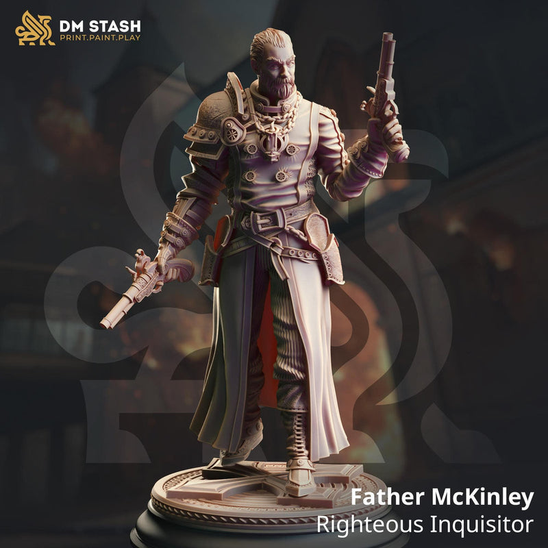 Human Fighter, Gunslinger Inquisitor, Cleric | Unpainted Miniature | 28mm, 32mm, 54mm,75mm, 100mm Scales | Pathfinder Figure | DnD | - Only-Games