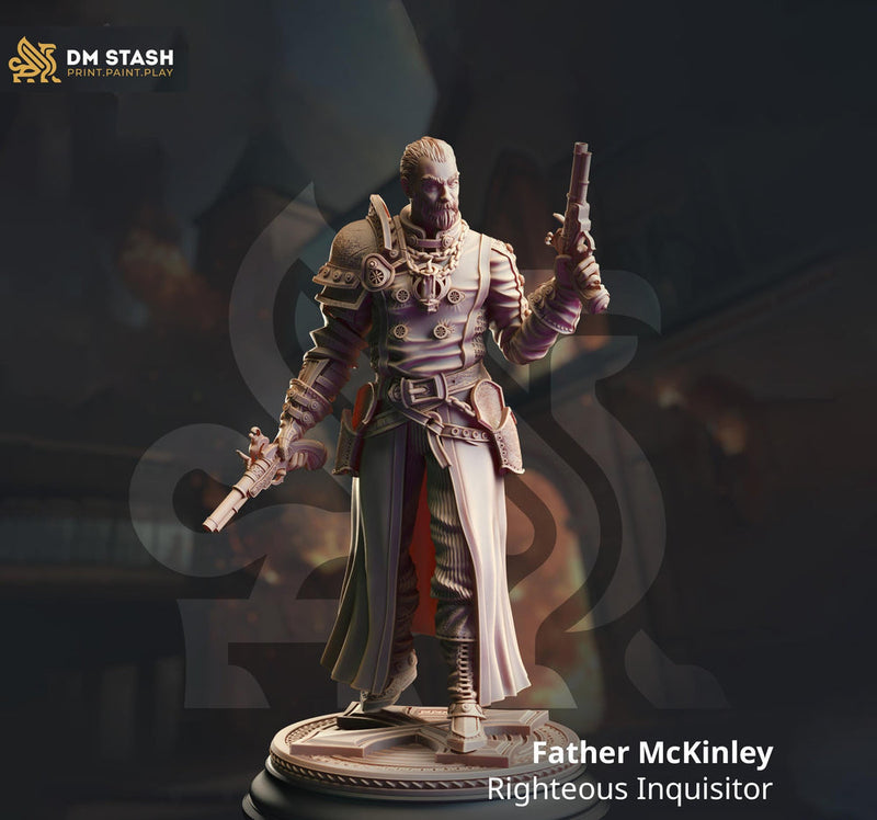 Human Fighter, Gunslinger Inquisitor, Cleric | Unpainted Miniature | 28mm, 32mm, 54mm,75mm, 100mm Scales | Pathfinder Figure | DnD | - Only-Games