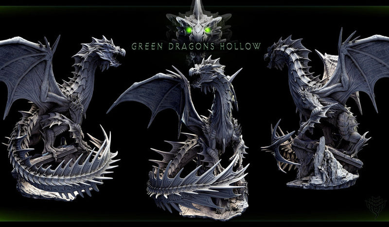 Legendary Chromatic Green Dragon (4 sizes) D&D Unpainted Miniature | 206mm Height | Resin Figurine |Dungeons and Dragons 5e Pathfinder - Only-Games