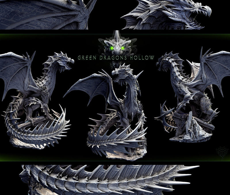 Legendary Chromatic Green Dragon (4 sizes) D&D Unpainted Miniature | 206mm Height | Resin Figurine |Dungeons and Dragons 5e Pathfinder - Only-Games