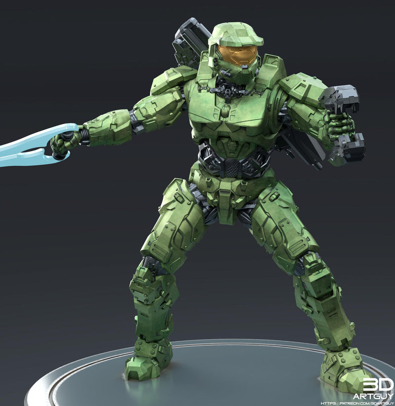 Space Spartan miniature Melee | 28mm, 32mm Scales also 50mm and 100mm | Sci-Fi Video Games miniatures | Fan Art | 3DArtGuy| - Only-Games