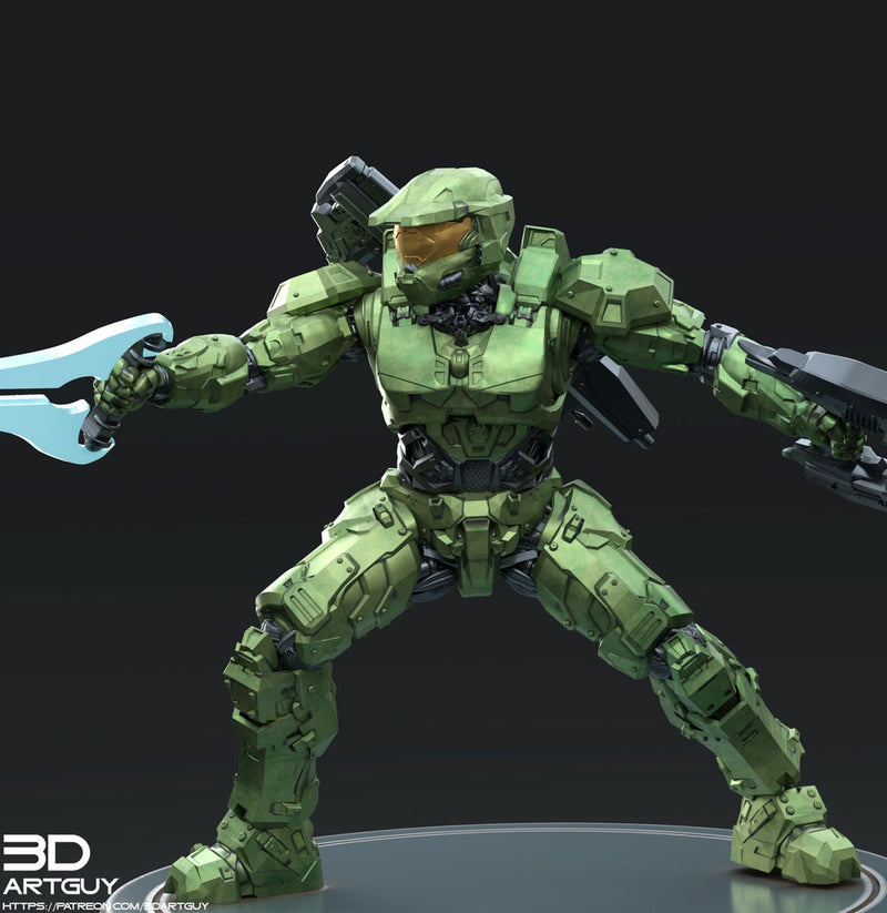 Space Spartan miniature Melee | 28mm, 32mm Scales also 50mm and 100mm | Sci-Fi Video Games miniatures | Fan Art | 3DArtGuy| - Only-Games