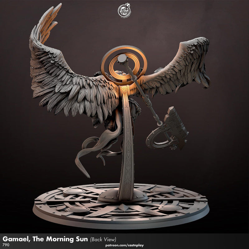 Human Winged Paladin, Angel Fighter Polearm | Miniature | 28mm, 32mm,54mm,75mm,100mm Scales | Pathfinder Figure | DnD | Figurine unpainted | - Only-Games