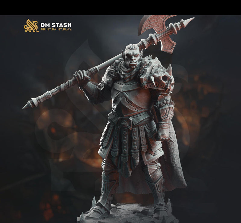 Half-Orc Paladin, Fighter Battlemaster | D&D 5e Unpainted Miniature | 28mm, 32mm, 54mm,75mm, 100mm Scales | Pathfinder Figure | Figurine - Only-Games