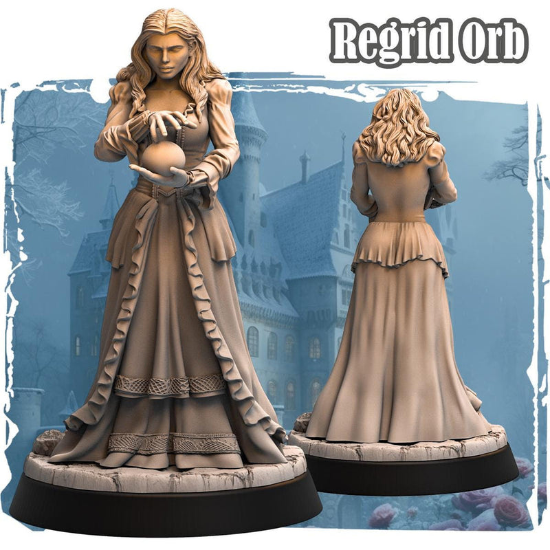 Human Female Wizard, Warlock, Sorcerer PC NPC | 28mm, 32mm,54mm, 75mm, 100mm Scale Resin Miniature | Dungeons and Dragons | - Only-Games