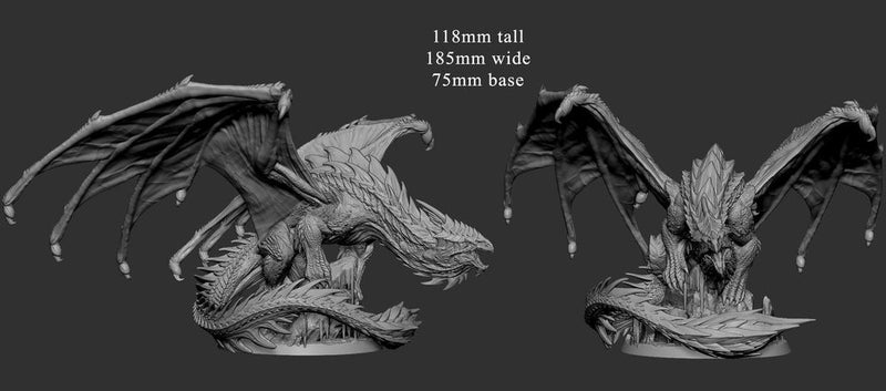 Legendary Chromatic White Dragon (4 sizes) D&D Unpainted Miniature | 231mm Wing Span | Resin Figurine | Dungeons and Dragons 5e Pathfinder - Only-Games