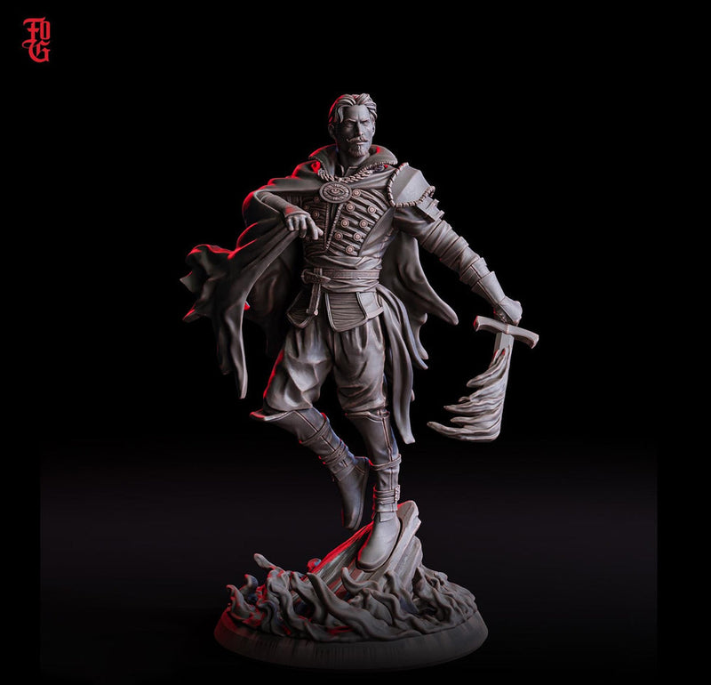 Fighter Eldritch Knight, Duelist PC / NPC Unpainted Mini | 28mm, 32mm,54mm75mm,100mm Scales | D&D 5e Pathfinder Figurine | Flesh of Gods - Only-Games