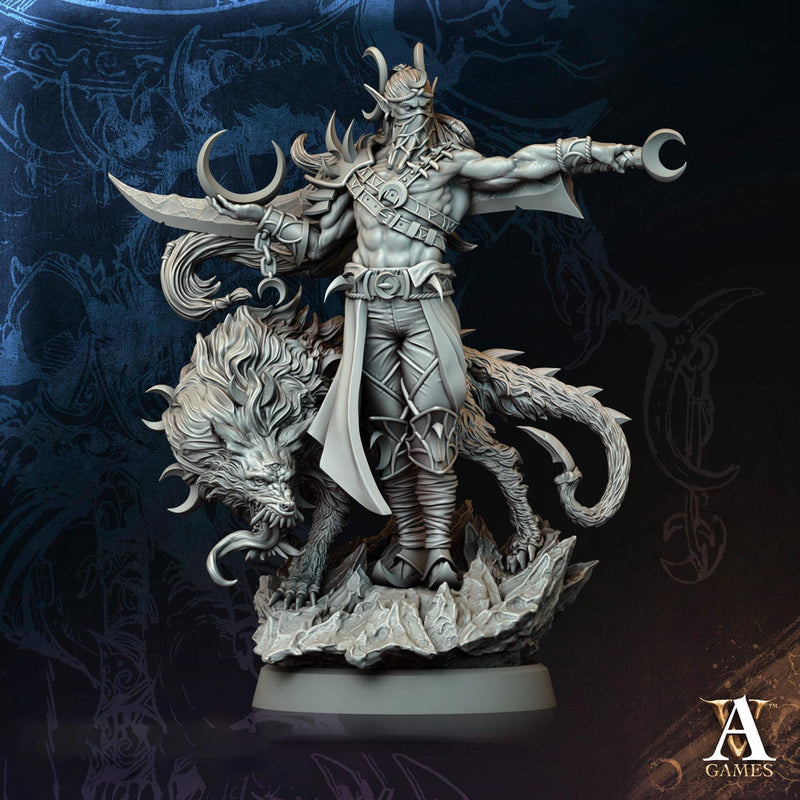 Male Elf Hexblade Warlock, Ranger, Druid, Sorcerer PC NPC Miniature | 28mm,32mm, 54mm, 75mm, 100mm Scales | Dungeons & Dragons | Pathfinder - Only-Games